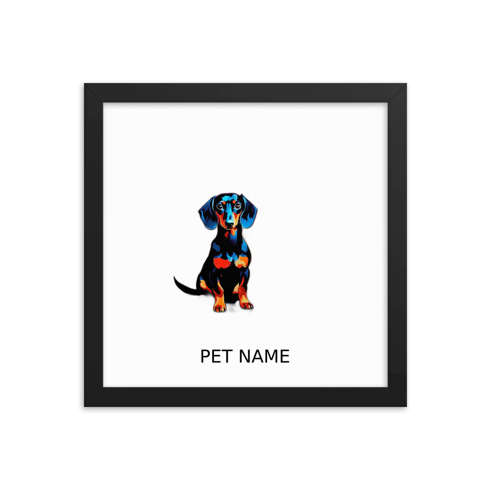 PugMug Custom Black Dachshund Framed Print with Your Pet’s Name