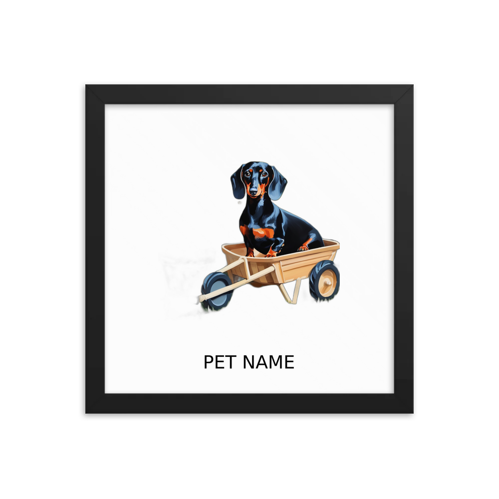 PugMug Custom Black Dachshund Framed Print with Your Pet’s Name