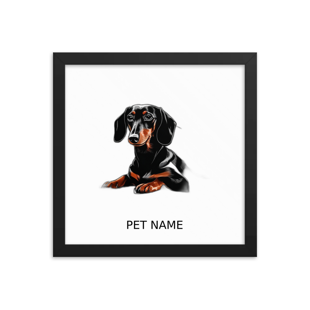 PugMug Custom Black Dachshund Framed Print with Your Pet’s Name