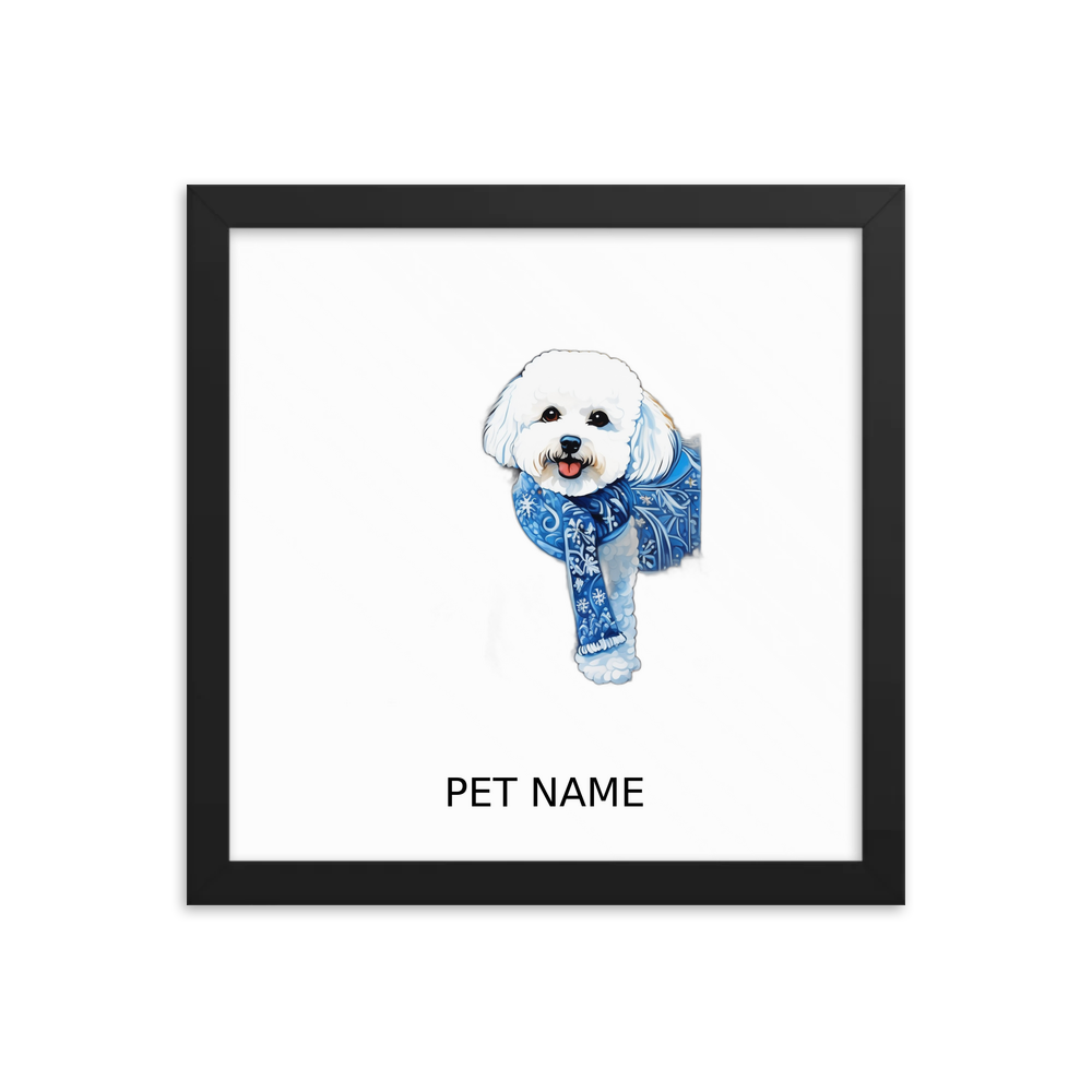 PugMug Custom Bichons Frise Framed Print with Your Pet’s Name
