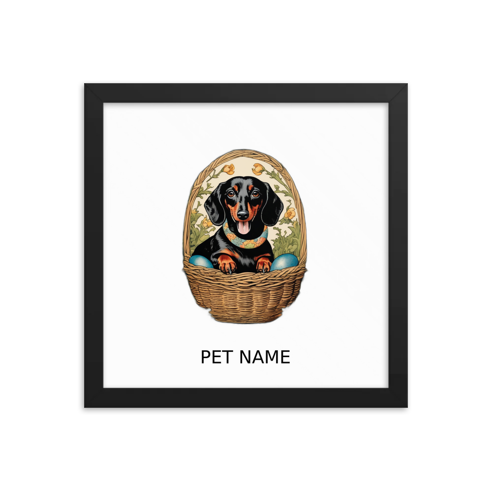 PugMug Custom Black Dachshund Framed Print with Your Pet’s Name