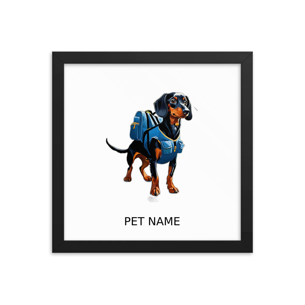 PugMug Custom Black Dachshund Framed Print with Your Pet’s Name
