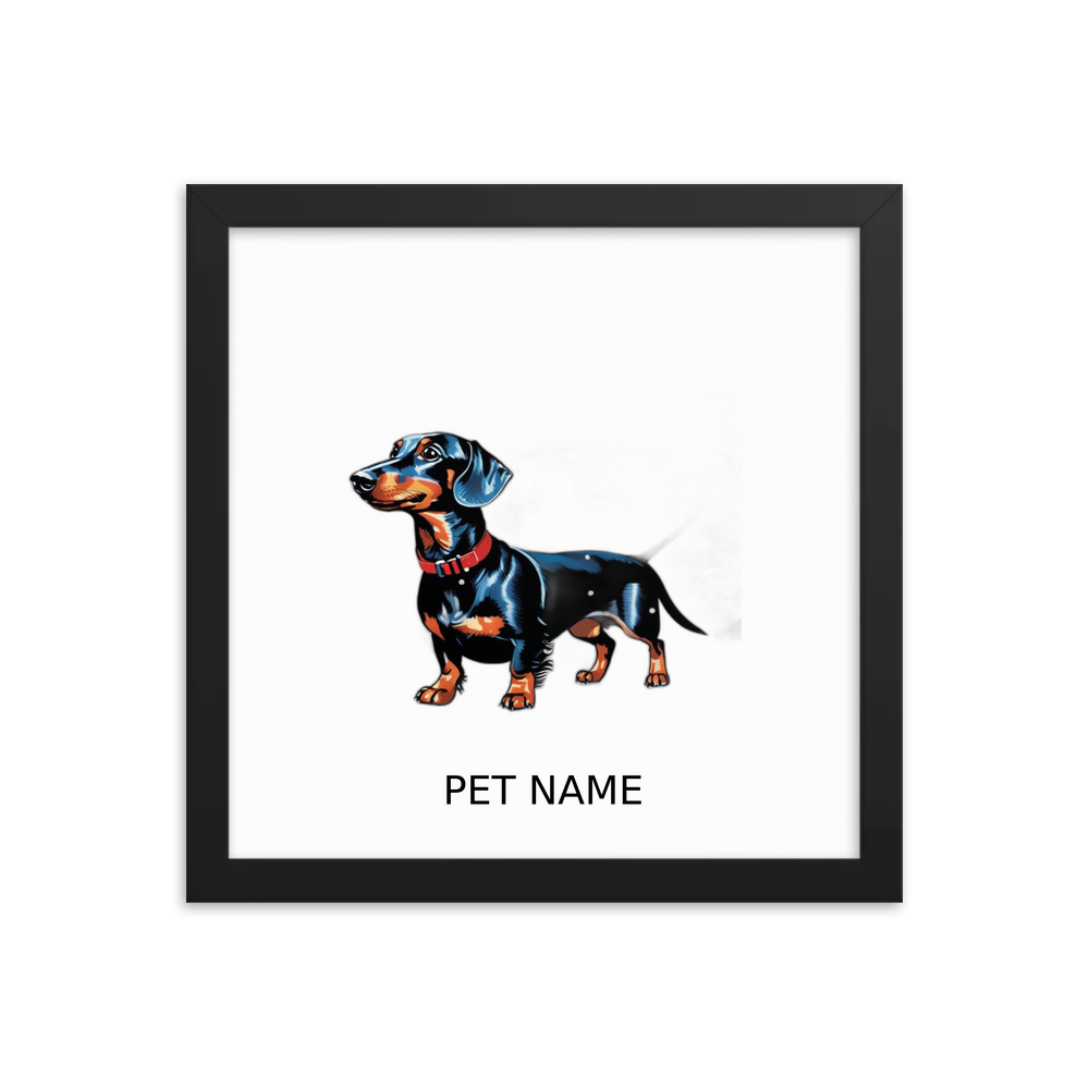 PugMug Custom Black Dachshund Framed Print with Your Pet’s Name