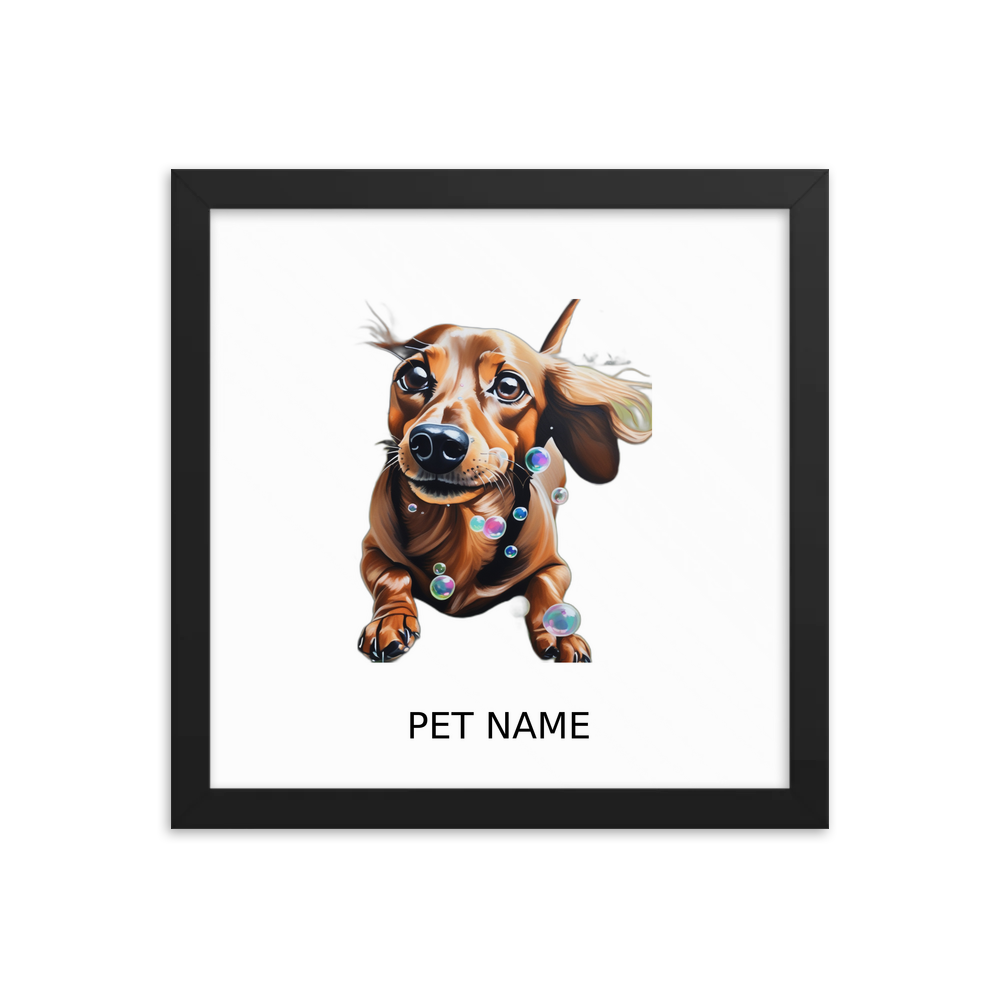 PugMug Custom Tan Dachshund Framed Print with Your Pet’s Name