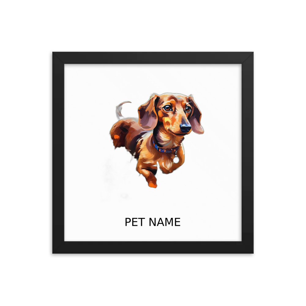 PugMug Custom Tan Dachshund Framed Print with Your Pet’s Name