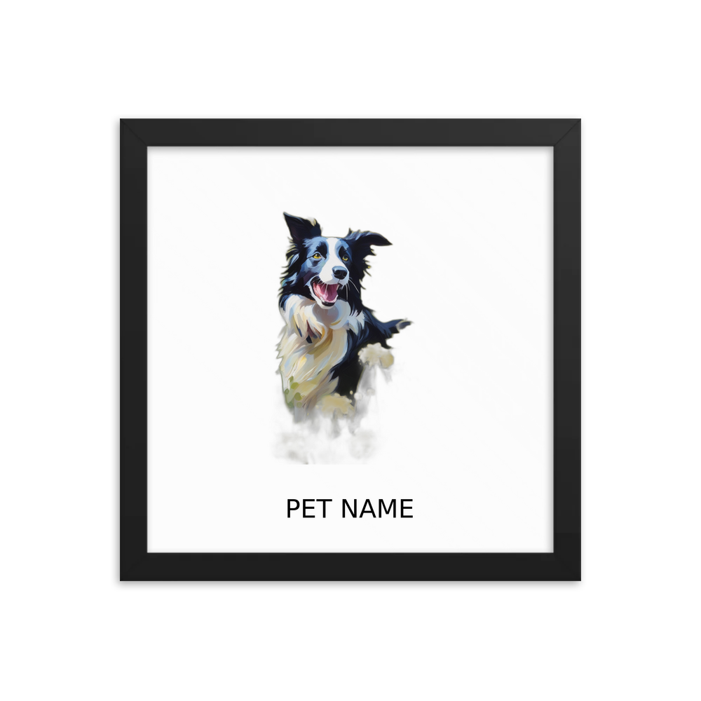 PugMug Custom Border Collie Framed Print with Your Pet’s Name