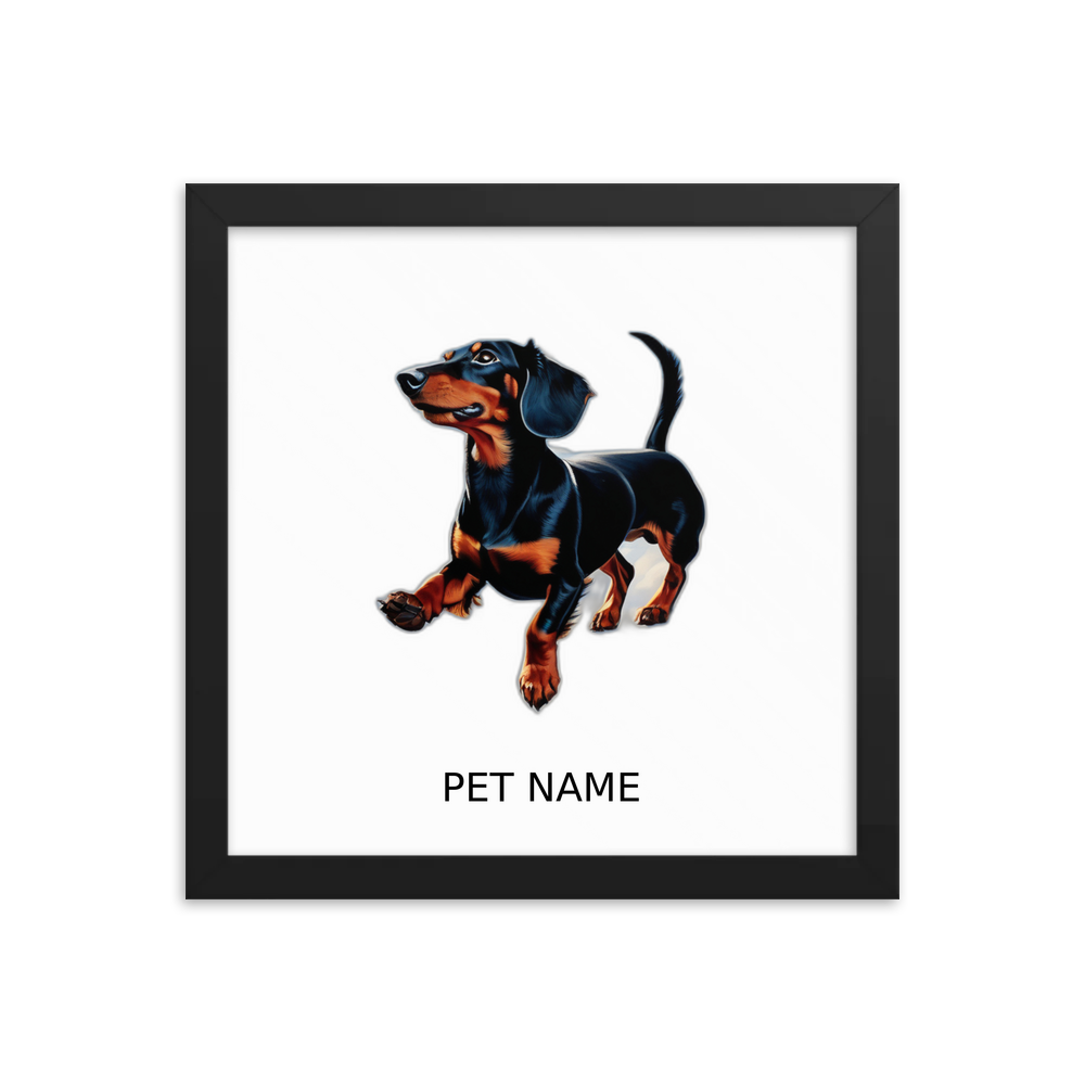 PugMug Custom Black Dachshund Framed Print with Your Pet’s Name