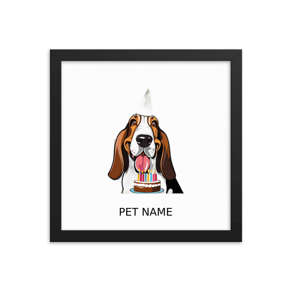 PugMug Custom Basset Hound Framed Print with Your Pet’s Name