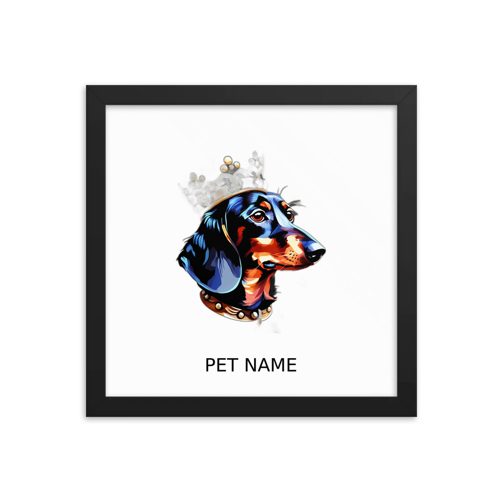 PugMug Custom Black Dachshund Framed Print with Your Pet’s Name