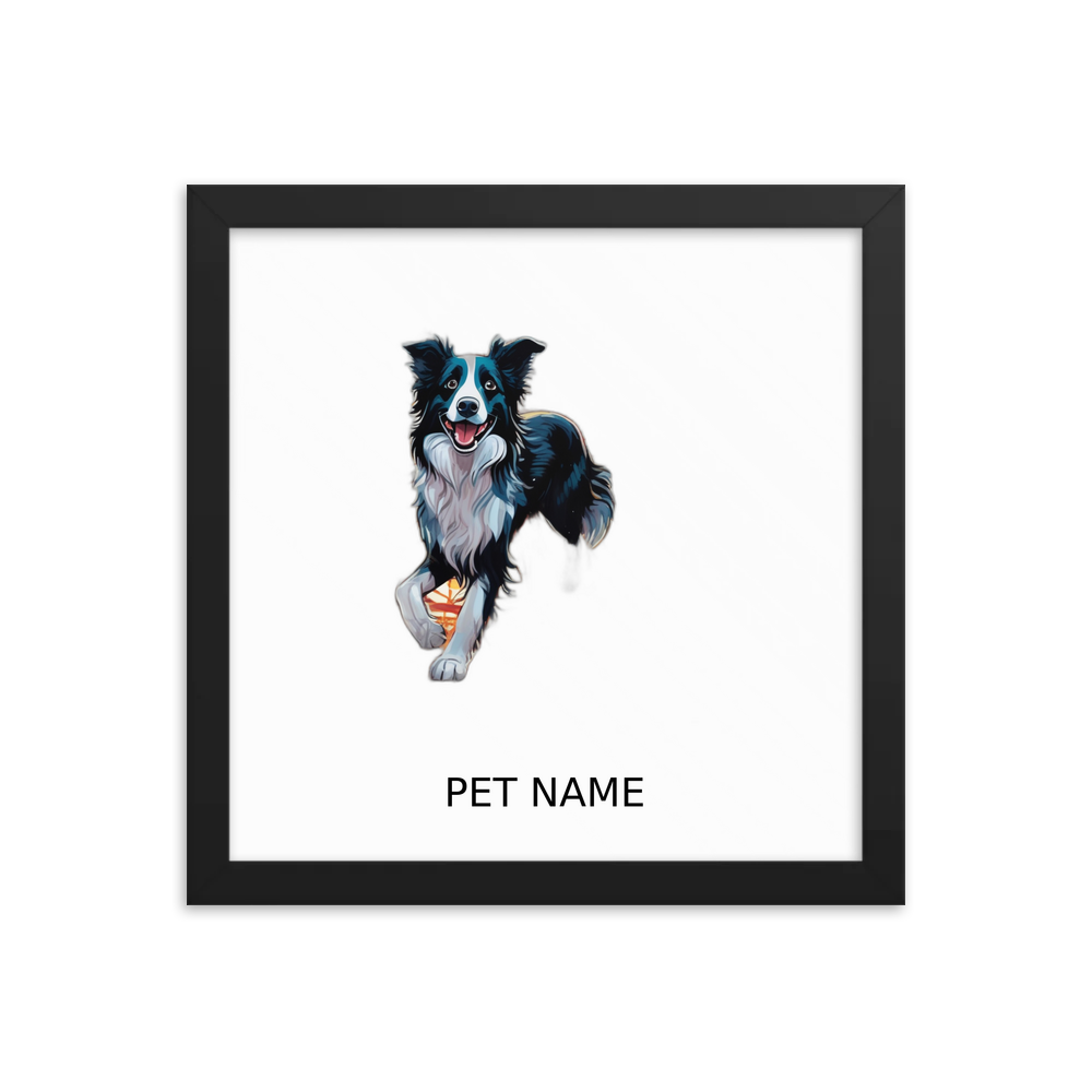 PugMug Custom Border Collie Framed Print with Your Pet’s Name