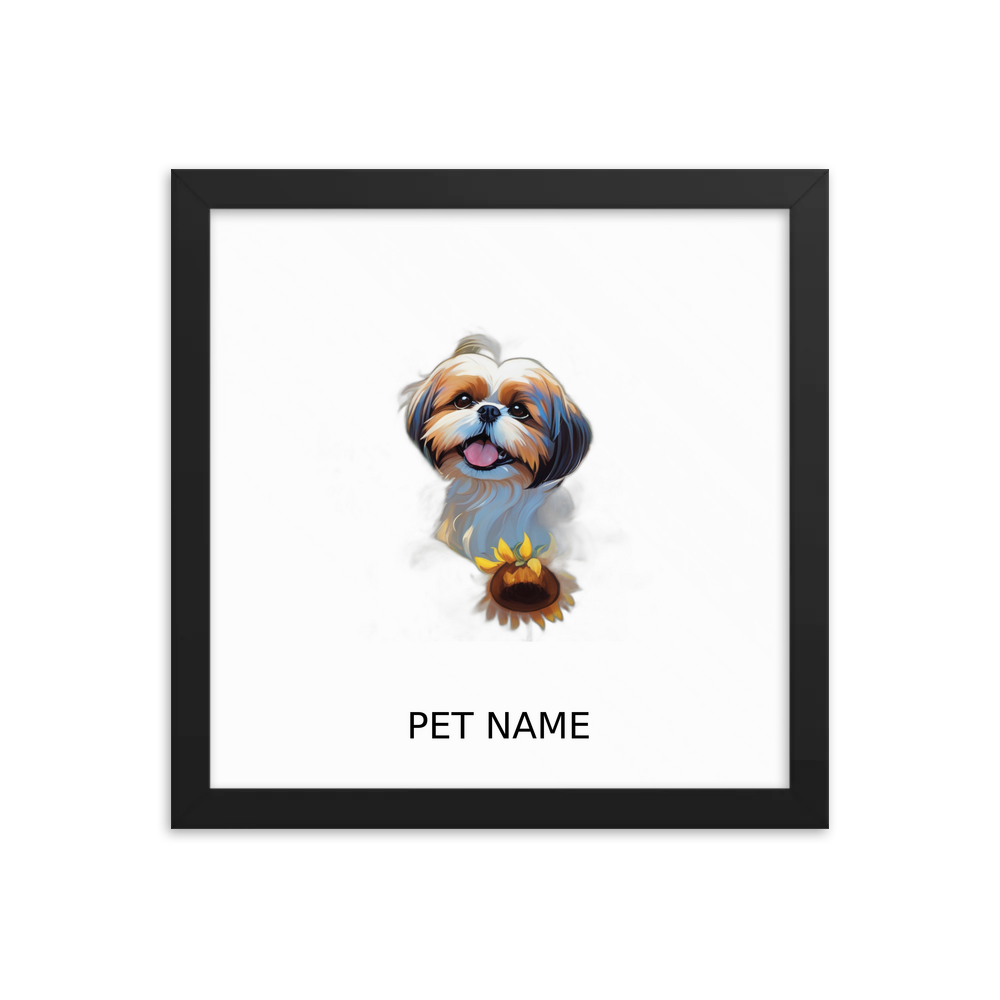 PugMug Custom Shih Tzu Framed Print with Your Pet’s Name