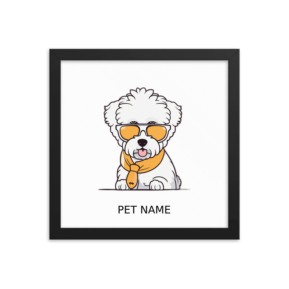 PugMug Custom Bichons Frise Framed Print with Your Pet’s Name