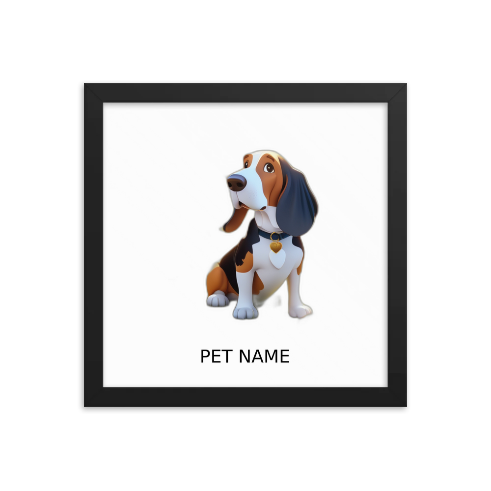 PugMug Custom Basset Hound Framed Print with Your Pet’s Name