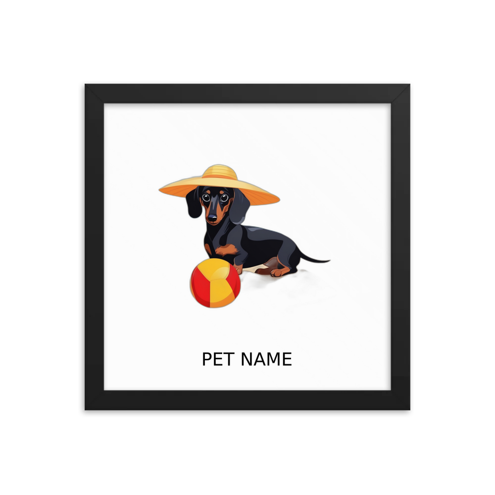 PugMug Custom Black Dachshund Framed Print with Your Pet’s Name