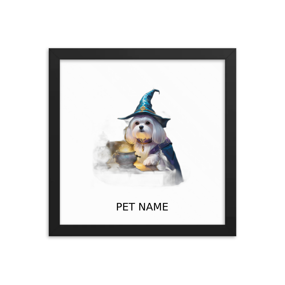 PugMug Custom Maltese Dog Framed Print with Your Pet’s Name