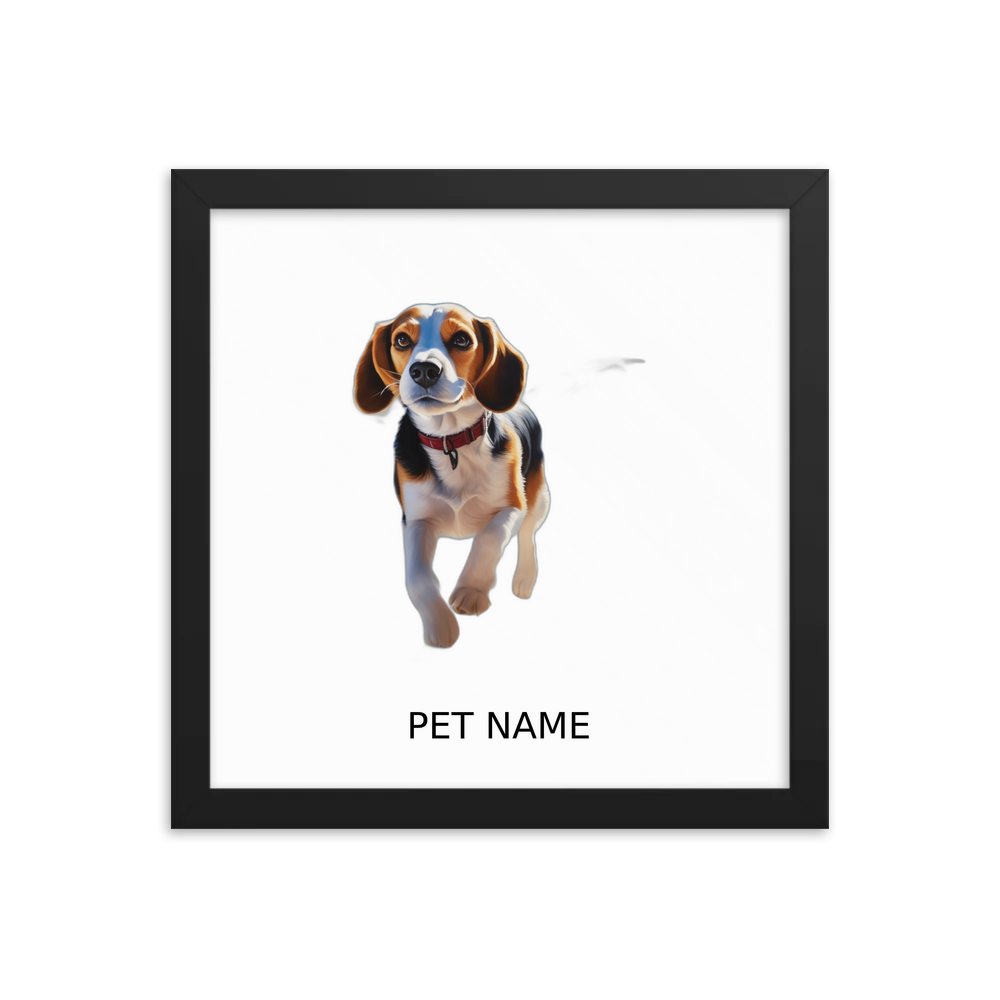 PugMug Custom Beagle Framed Print with Your Pet’s Name