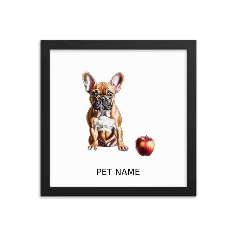 PugMug Custom Tan French Bulldog Framed Print with Your Pet’s Name