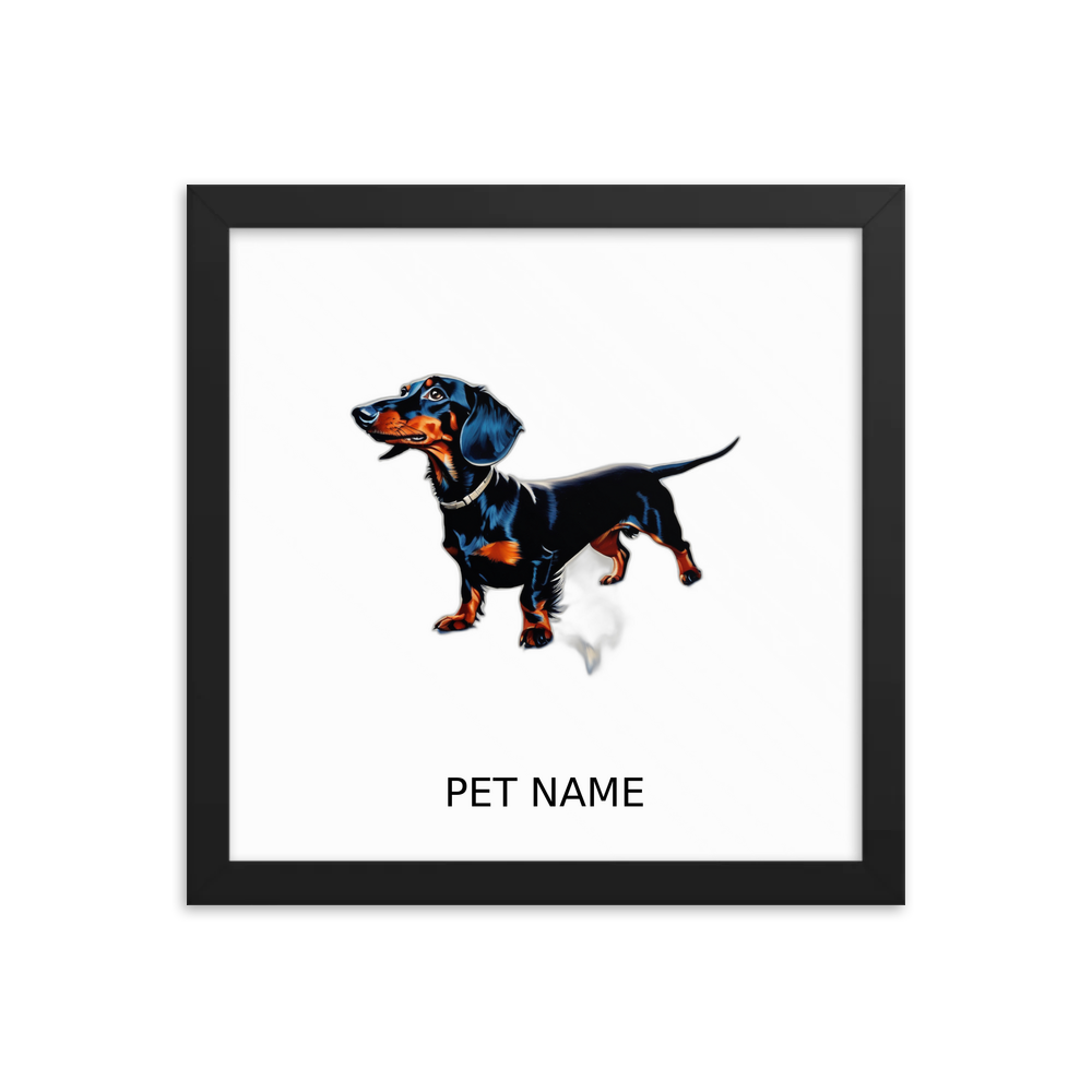 PugMug Custom Black Dachshund Framed Print with Your Pet’s Name