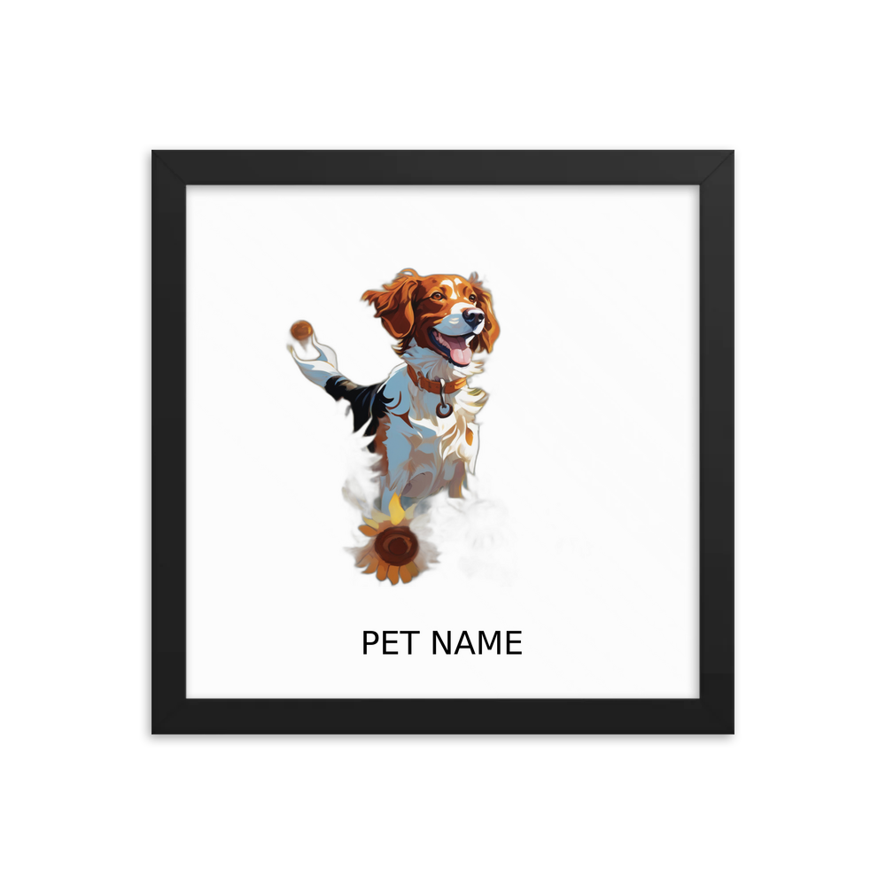 PugMug Custom Brittany Dog Framed Print with Your Pet’s Name