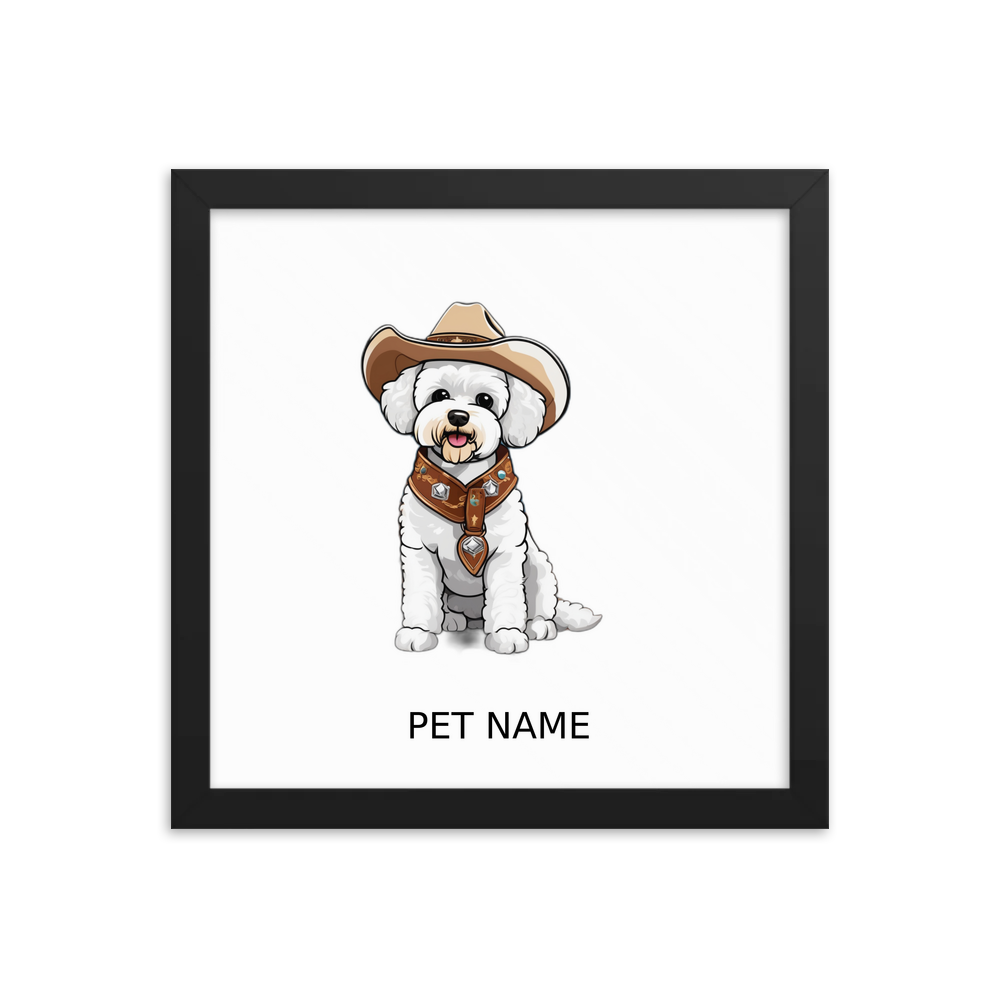 PugMug Custom Bichons Frise Framed Print with Your Pet’s Name