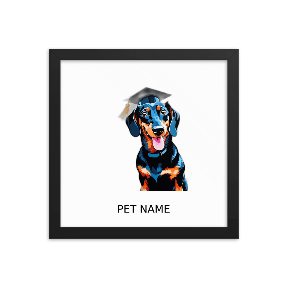 PugMug Custom Black Dachshund Framed Print with Your Pet’s Name