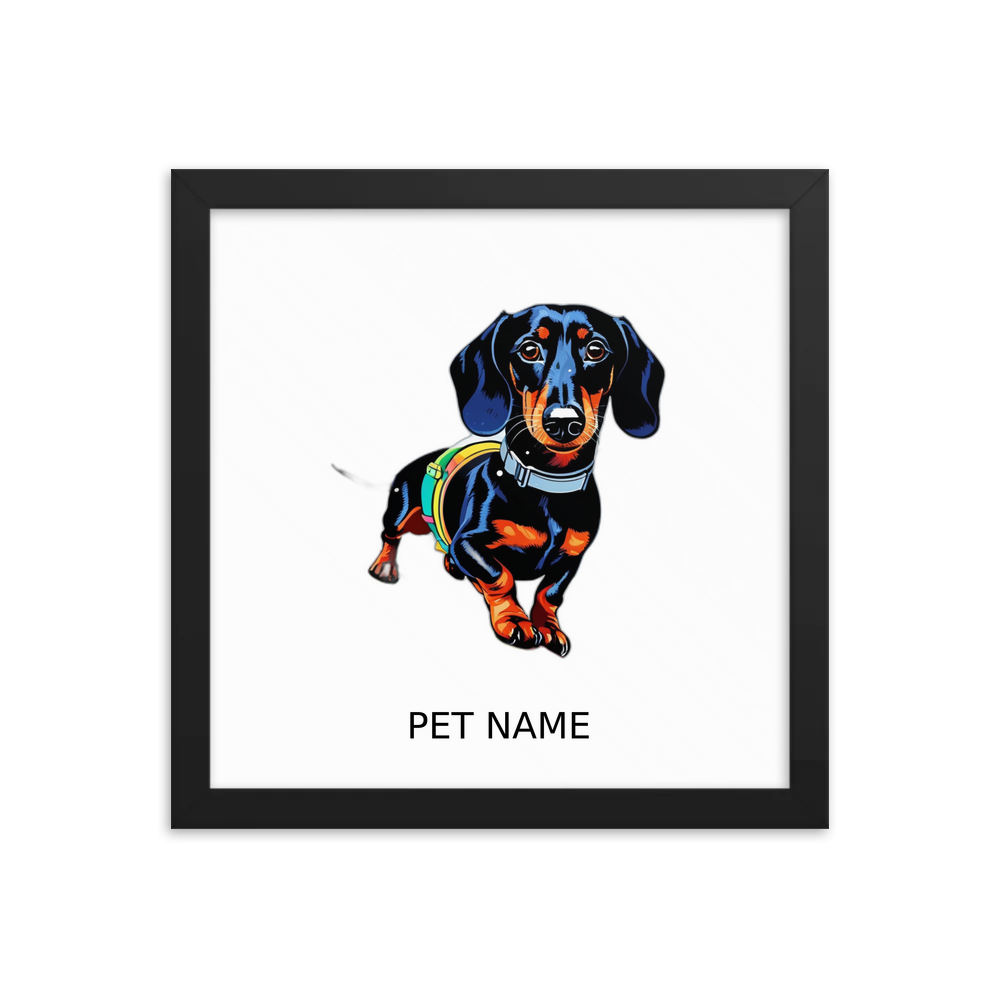 PugMug Custom Black Dachshund Framed Print with Your Pet’s Name