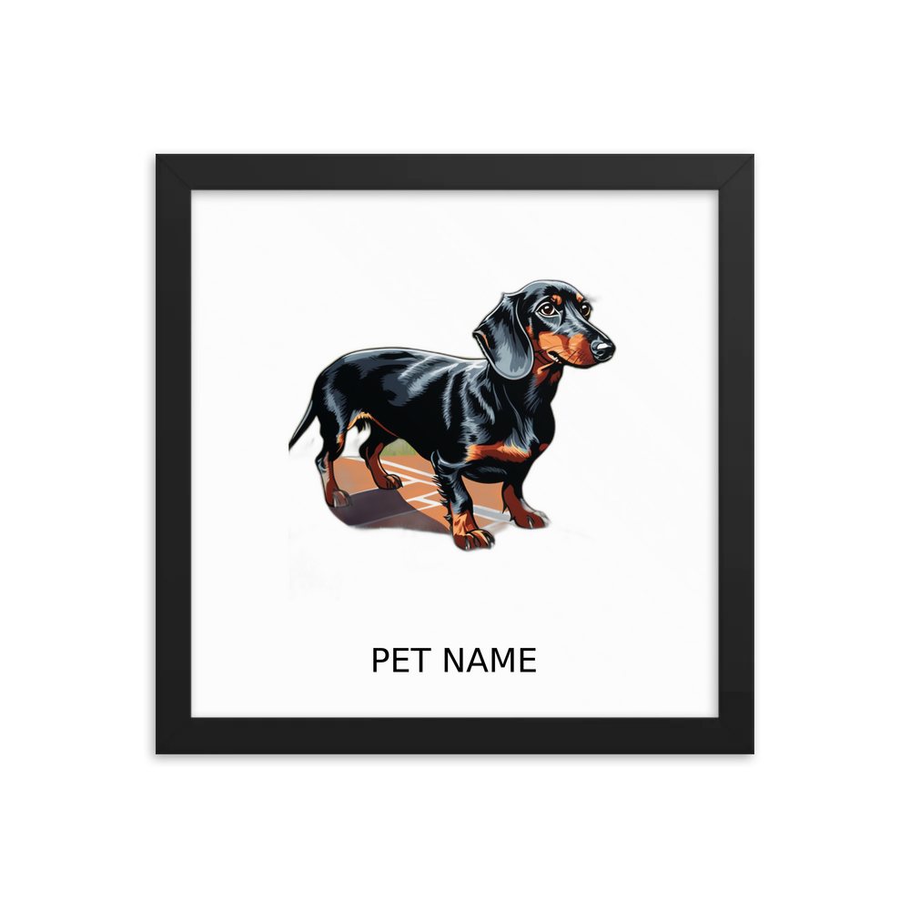 PugMug Custom Black Dachshund Framed Print with Your Pet’s Name