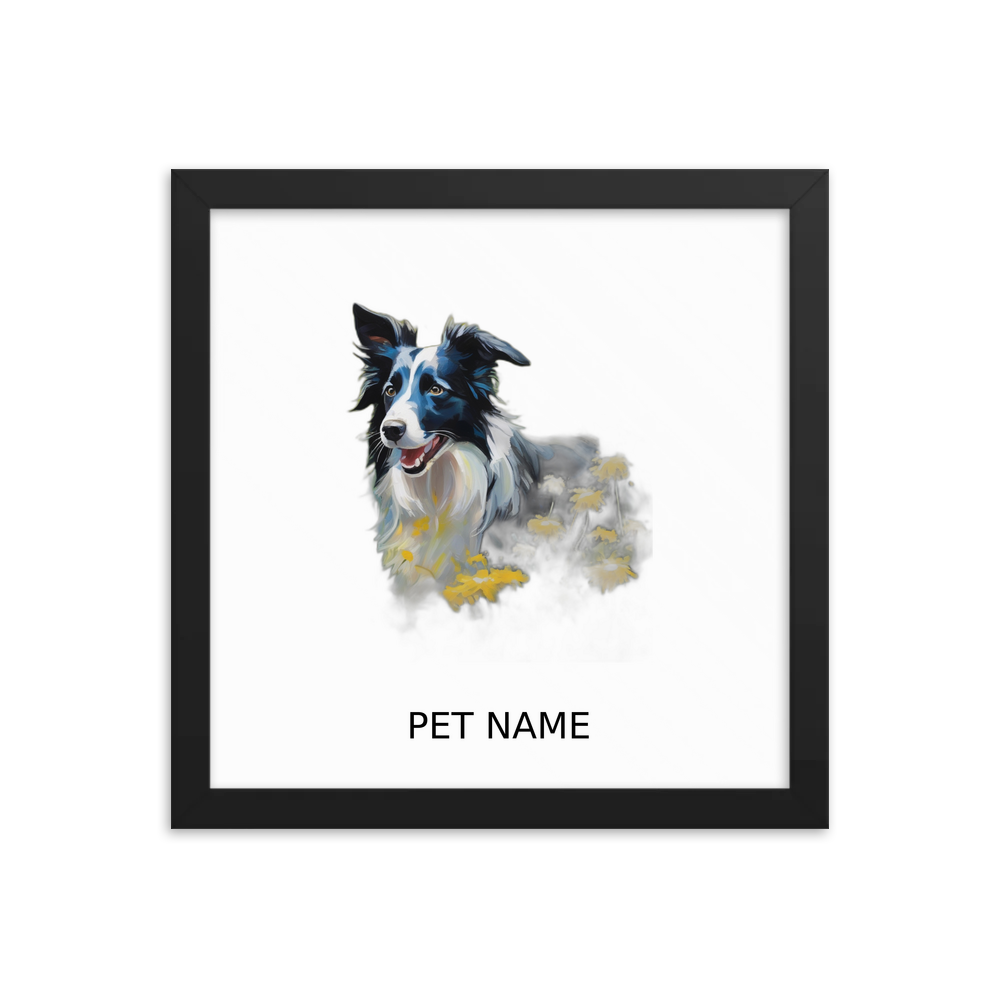 PugMug Custom Border Collie Framed Print with Your Pet’s Name