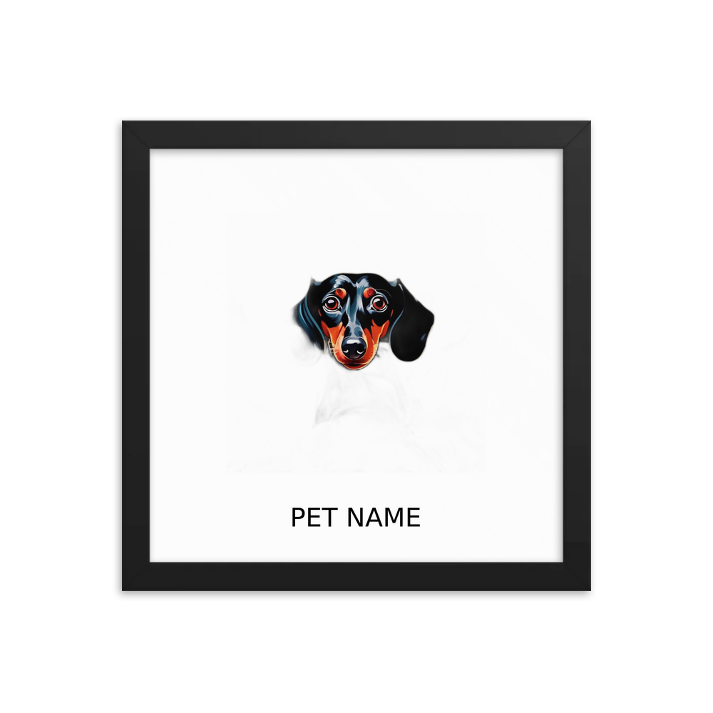 PugMug Custom Black Dachshund Framed Print with Your Pet’s Name