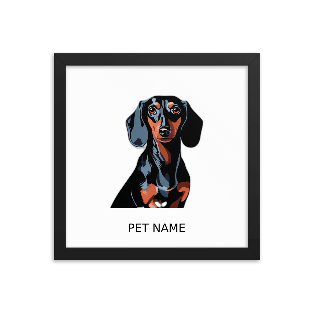 PugMug Custom Black Dachshund Framed Print with Your Pet’s Name