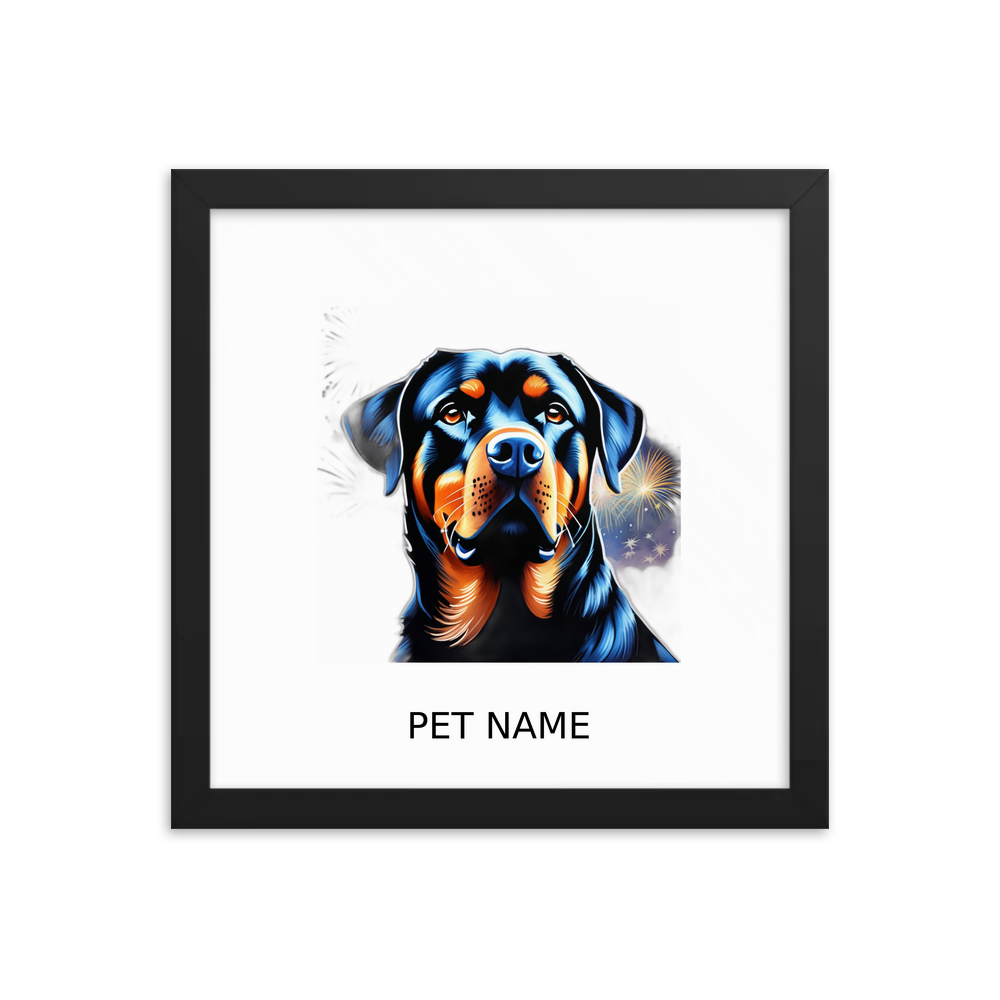 PugMug Custom Rottweiler Framed Print with Your Pet’s Name