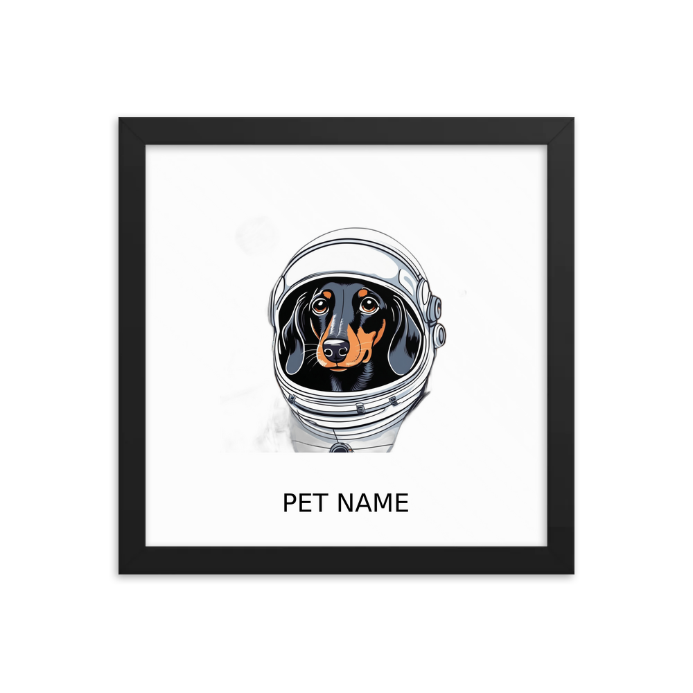 PugMug Custom Black Dachshund Framed Print with Your Pet’s Name