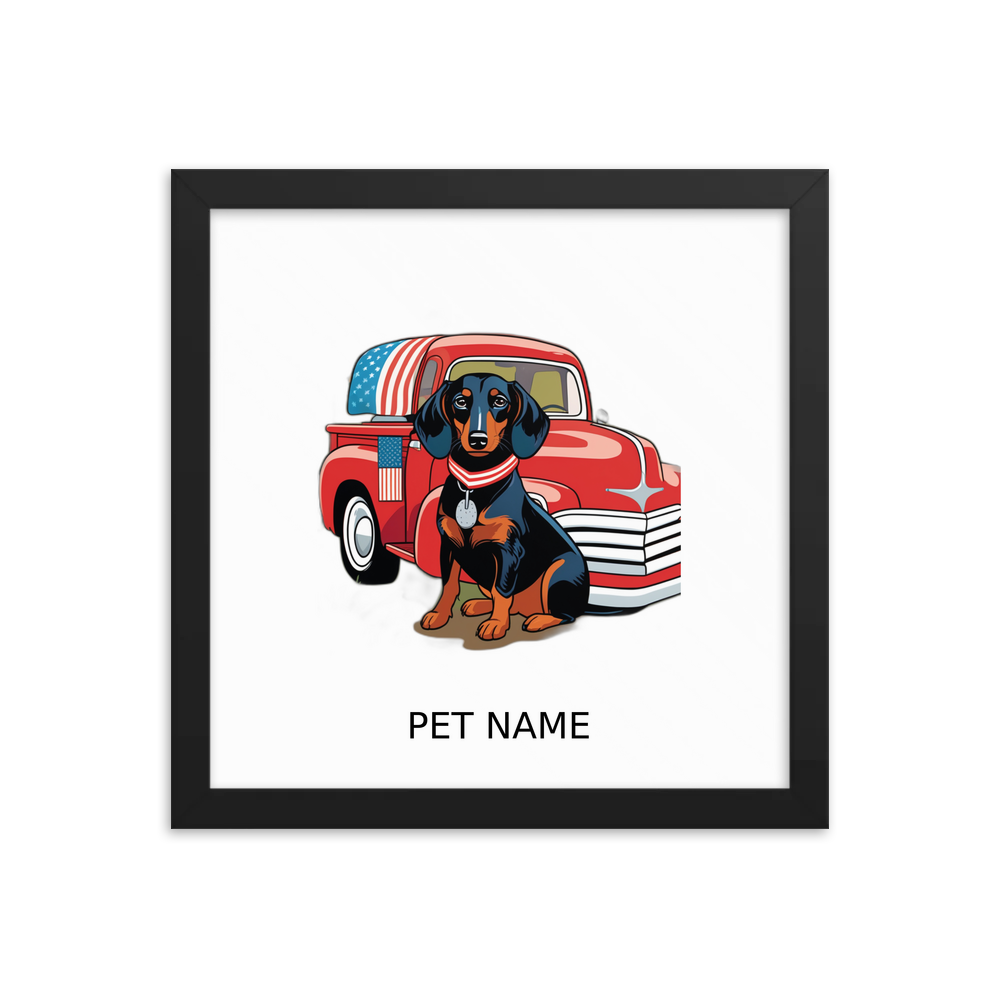 PugMug Custom Black Dachshund Framed Print with Your Pet’s Name