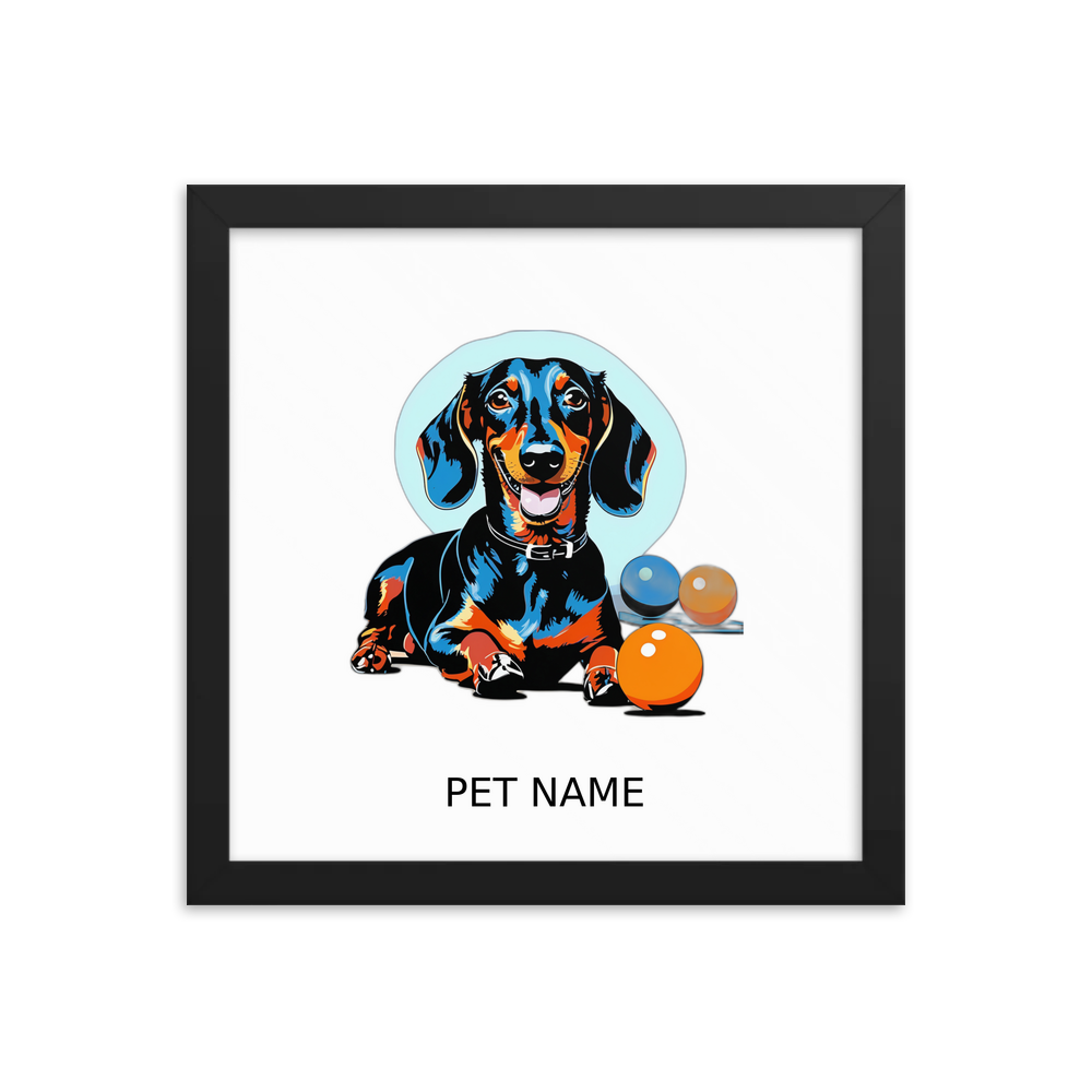 PugMug Custom Black Dachshund Framed Print with Your Pet’s Name