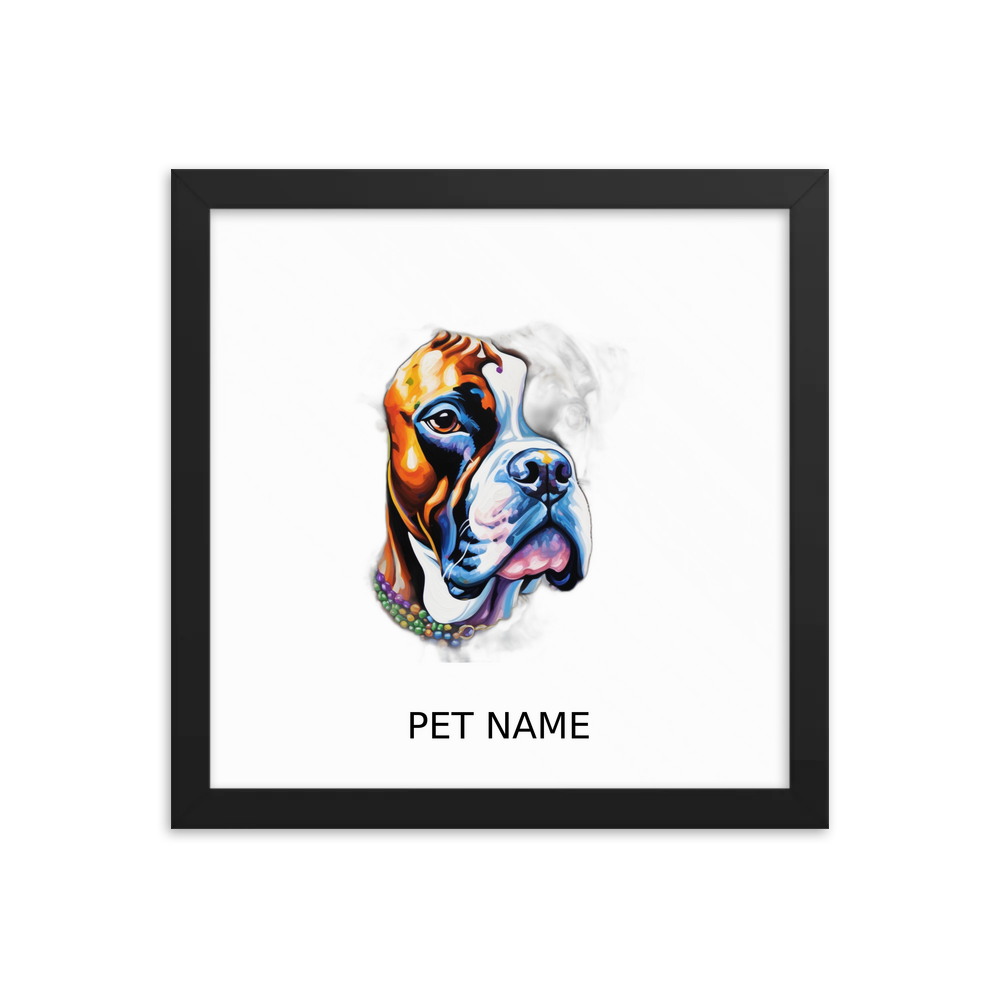 PugMug Custom Boxer Dog Framed Print with Your Pet’s Name