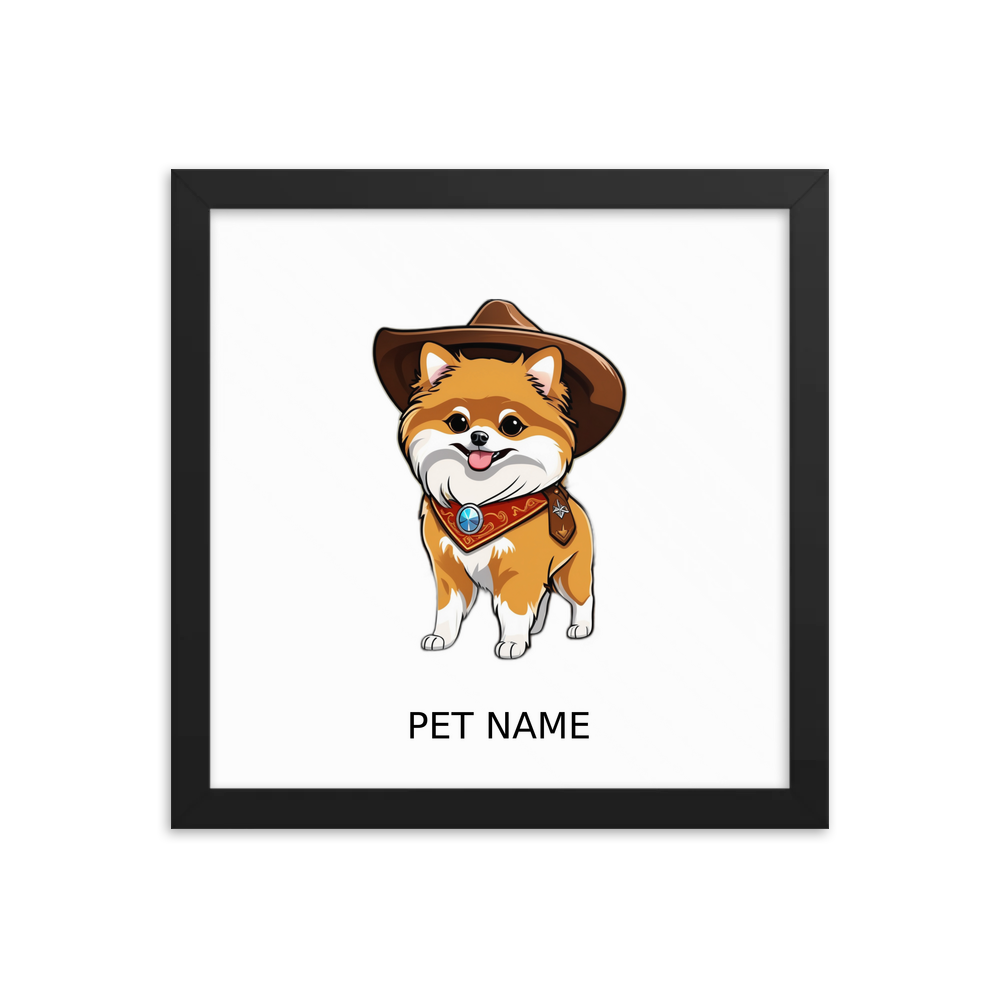 PugMug Custom Tan Pomeranian Framed Print with Your Pet’s Name