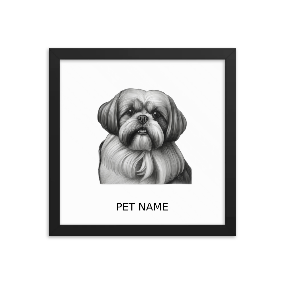 PugMug Custom Shih Tzu Framed Print with Your Pet’s Name