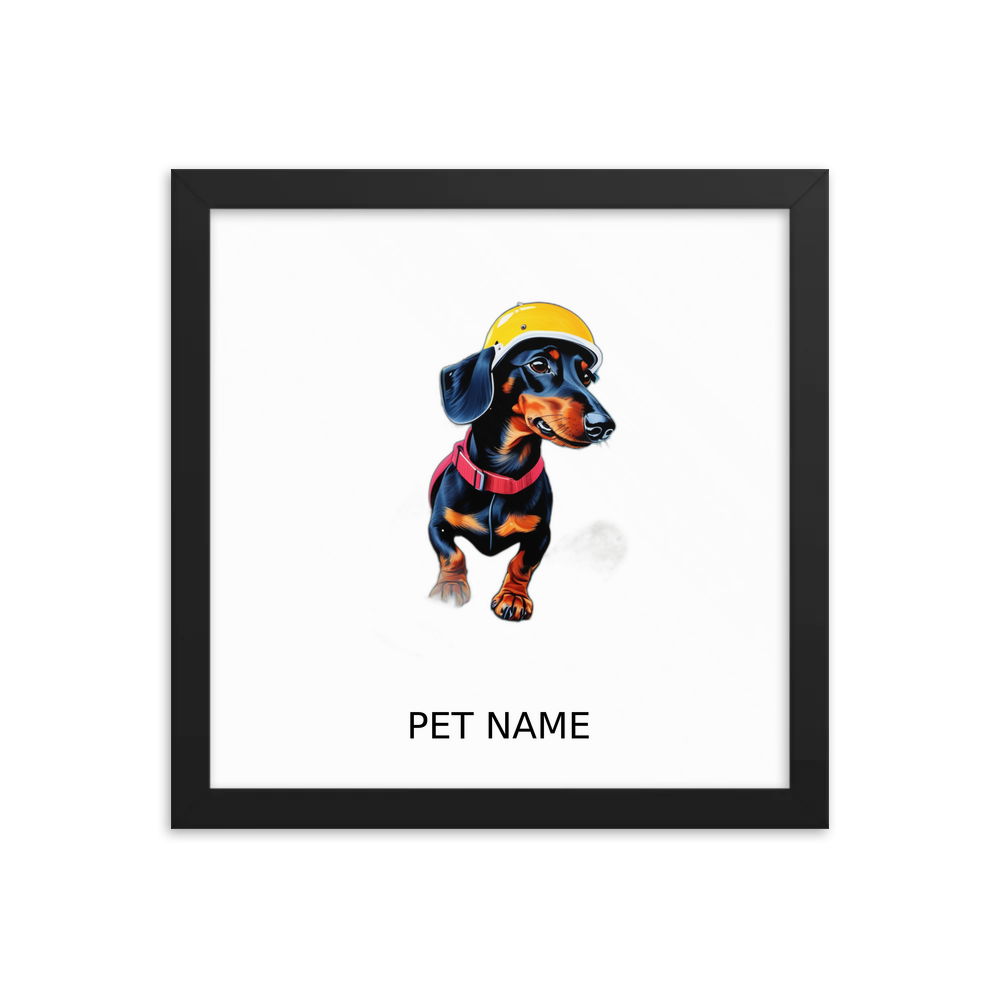 PugMug Custom Black Dachshund Framed Print with Your Pet’s Name