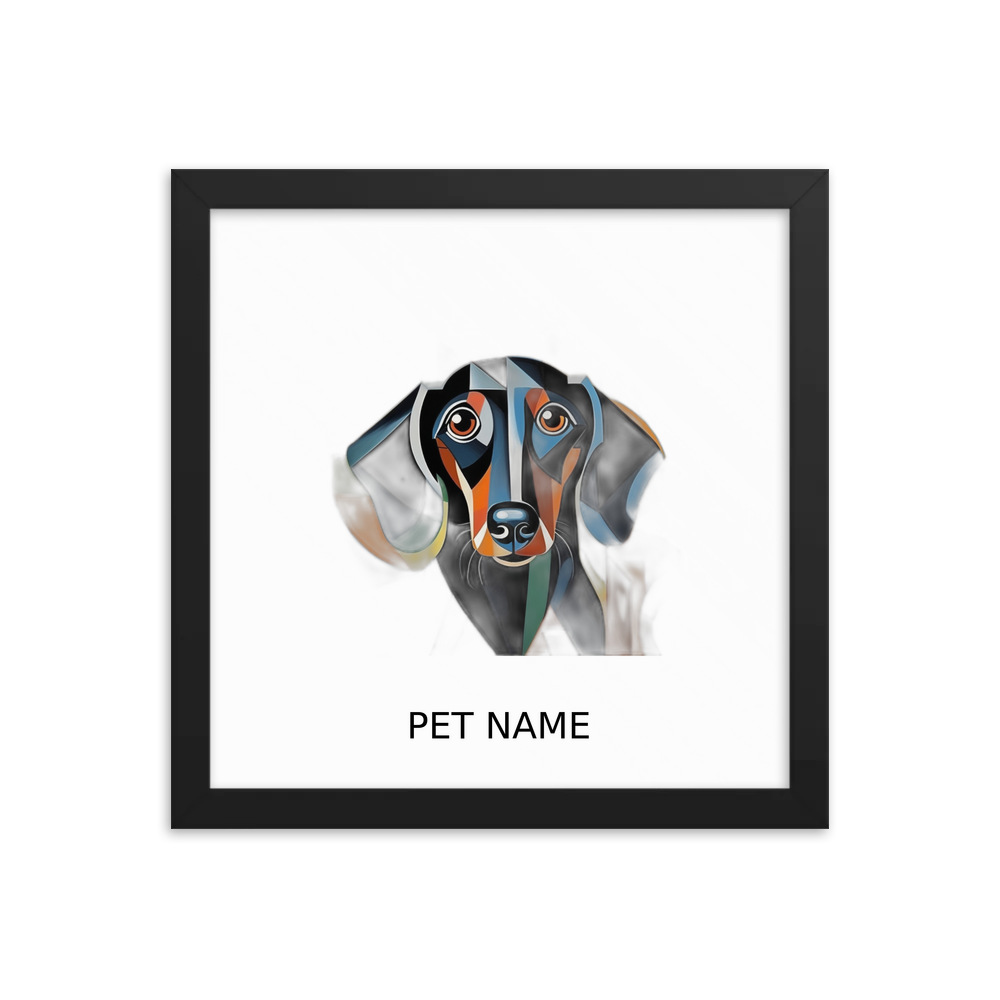 PugMug Custom Black Dachshund Framed Print with Your Pet’s Name