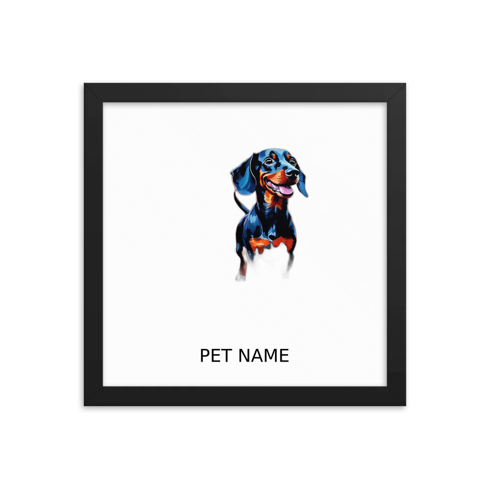 PugMug Custom Black Dachshund Framed Print with Your Pet’s Name