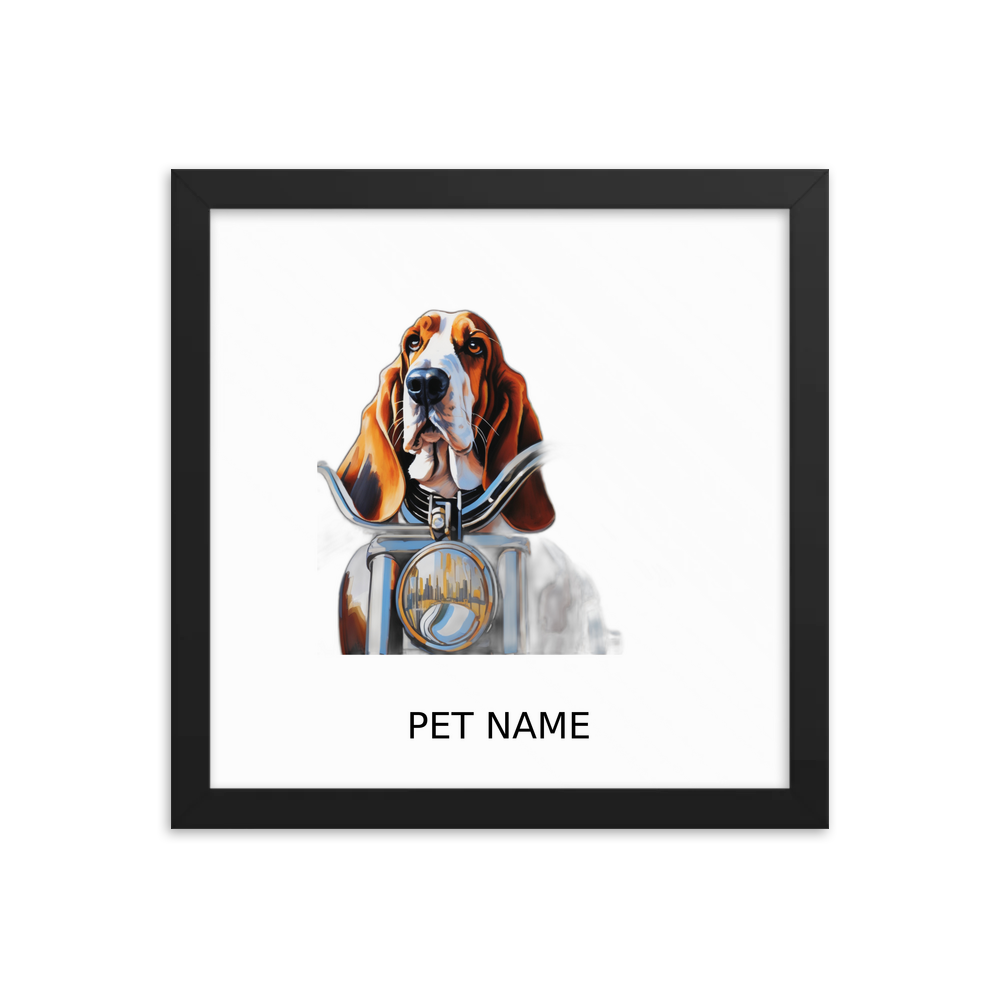 PugMug Custom Basset Hound Framed Print with Your Pet’s Name