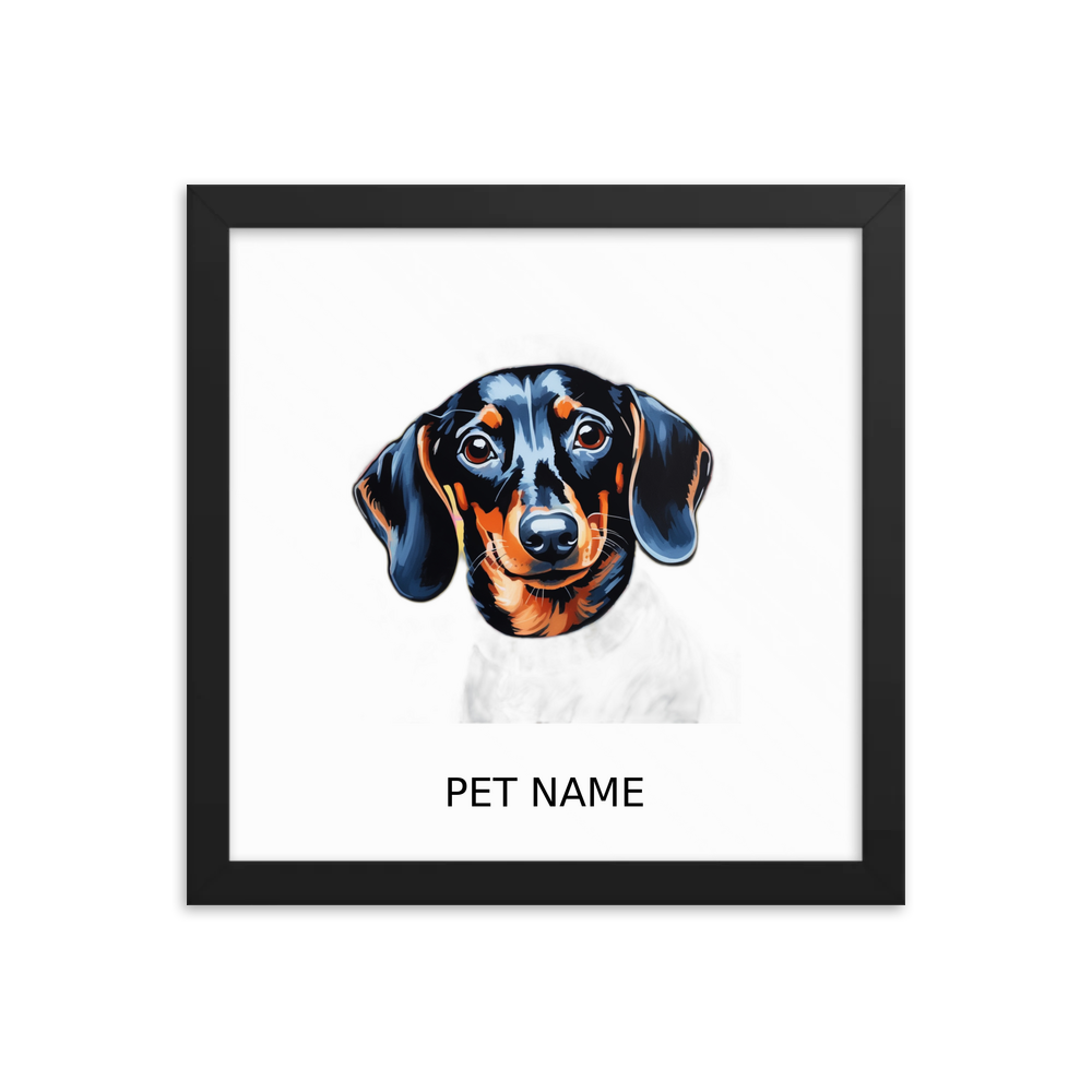 PugMug Custom Black Dachshund Framed Print with Your Pet’s Name