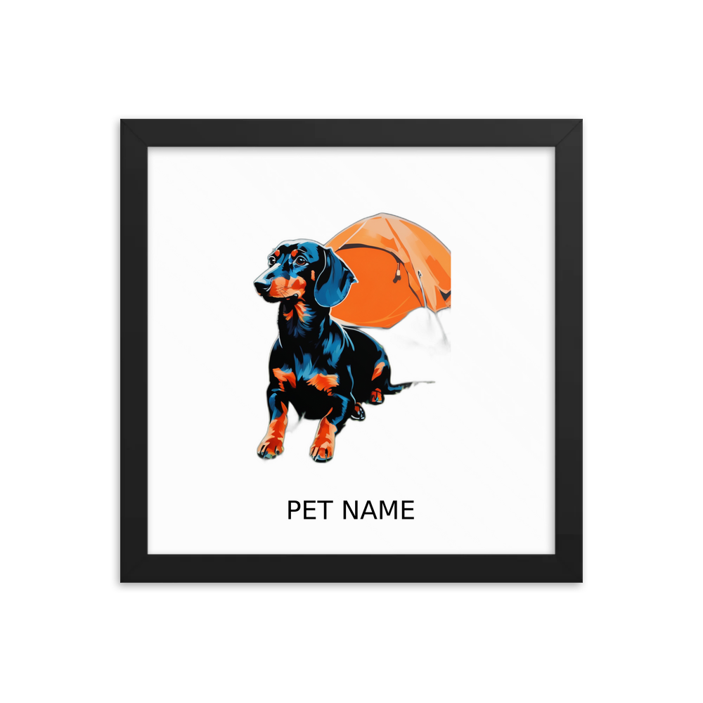 PugMug Custom Black Dachshund Framed Print with Your Pet’s Name