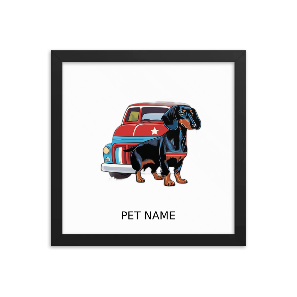 PugMug Custom Black Dachshund Framed Print with Your Pet’s Name