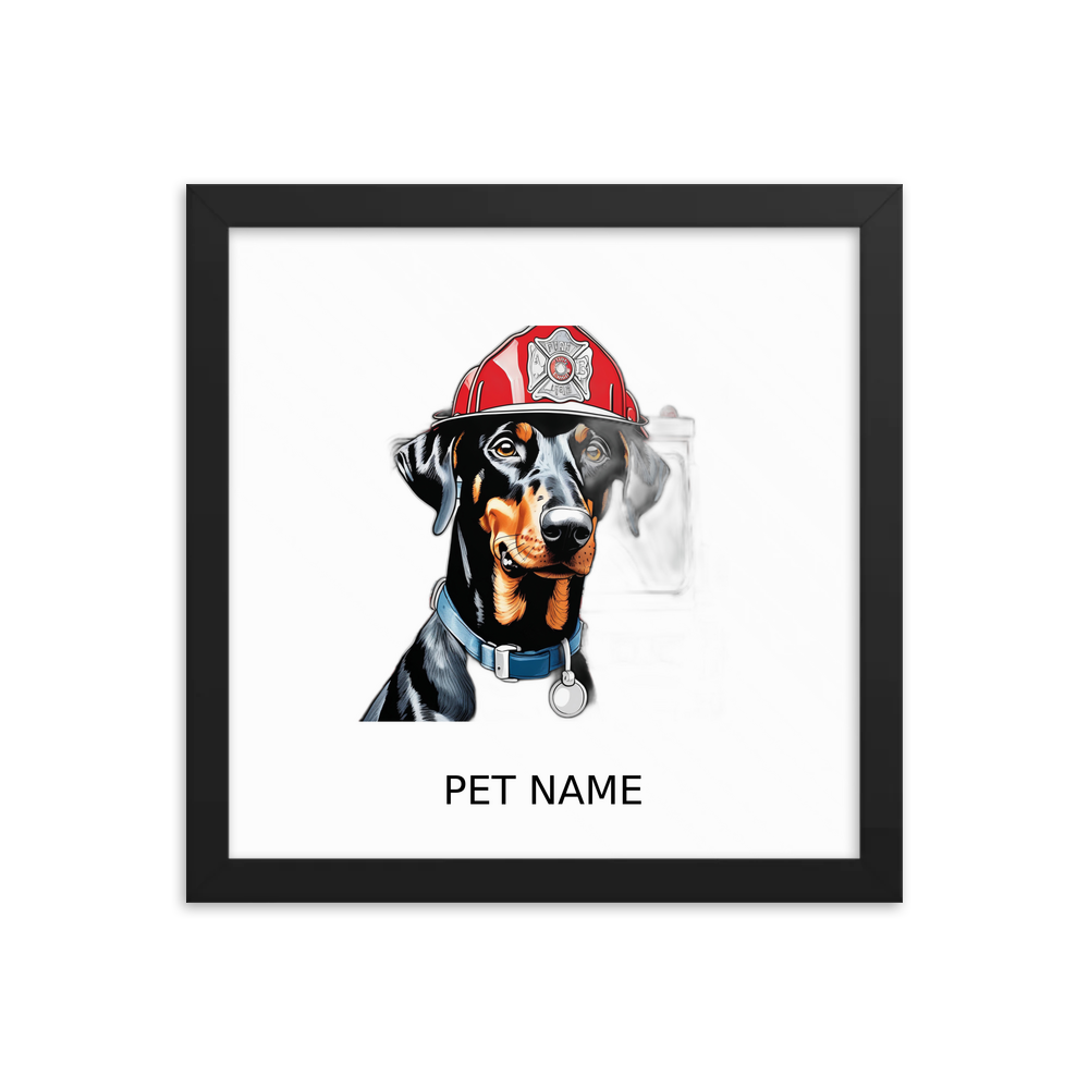 PugMug Custom Doberman Pinscher Framed Print with Your Pet’s Name
