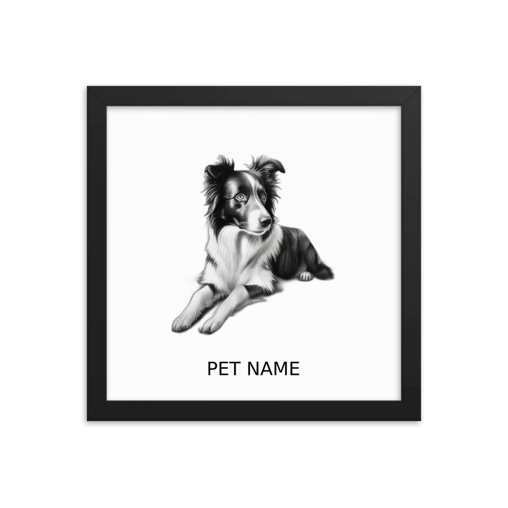 PugMug Custom Border Collie Framed Print with Your Pet’s Name