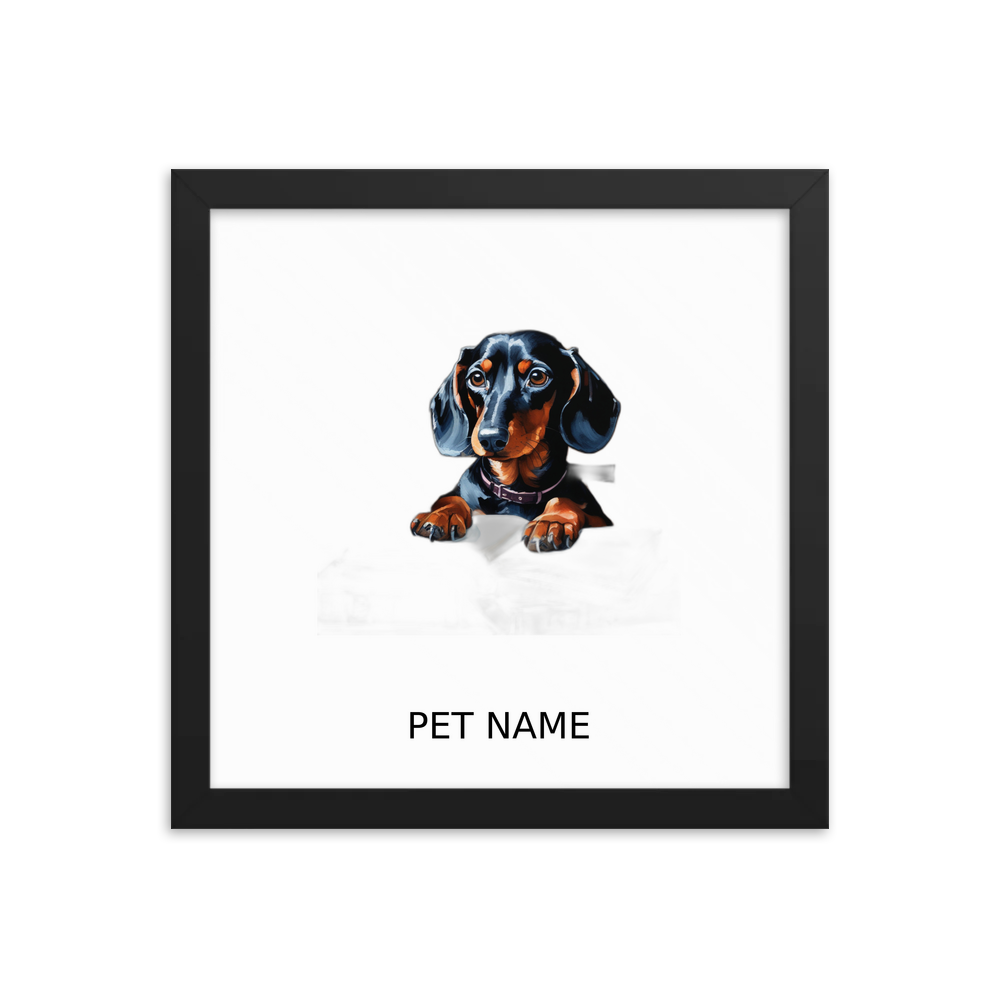 PugMug Custom Black Dachshund Framed Print with Your Pet’s Name