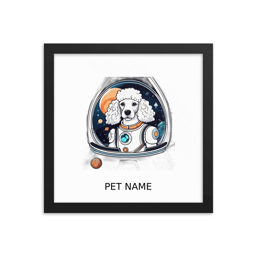 PugMug Custom White Poodle Framed Print with Your Pet’s Name
