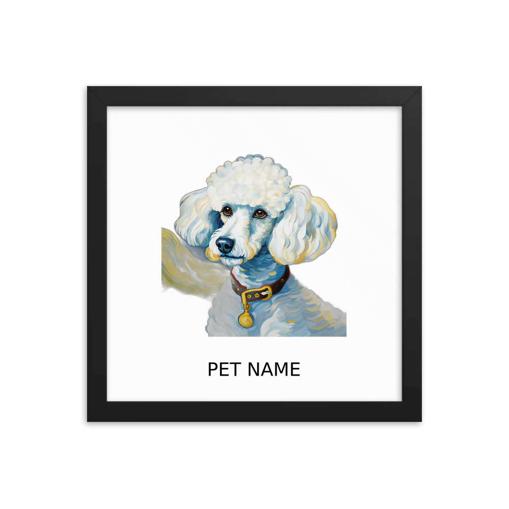 PugMug Custom White Poodle Framed Print with Your Pet’s Name