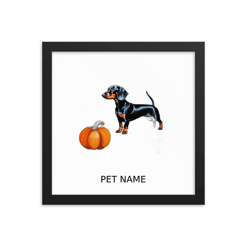 PugMug Custom Black Dachshund Framed Print with Your Pet’s Name
